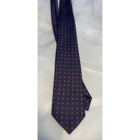 Men's Tie Italian Handmade 100% Silk Blue Red Patriotic Colors - Picture 5 of 5